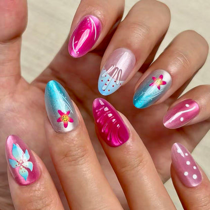 Artistic Floral Design Press-On Nail Set Acalora