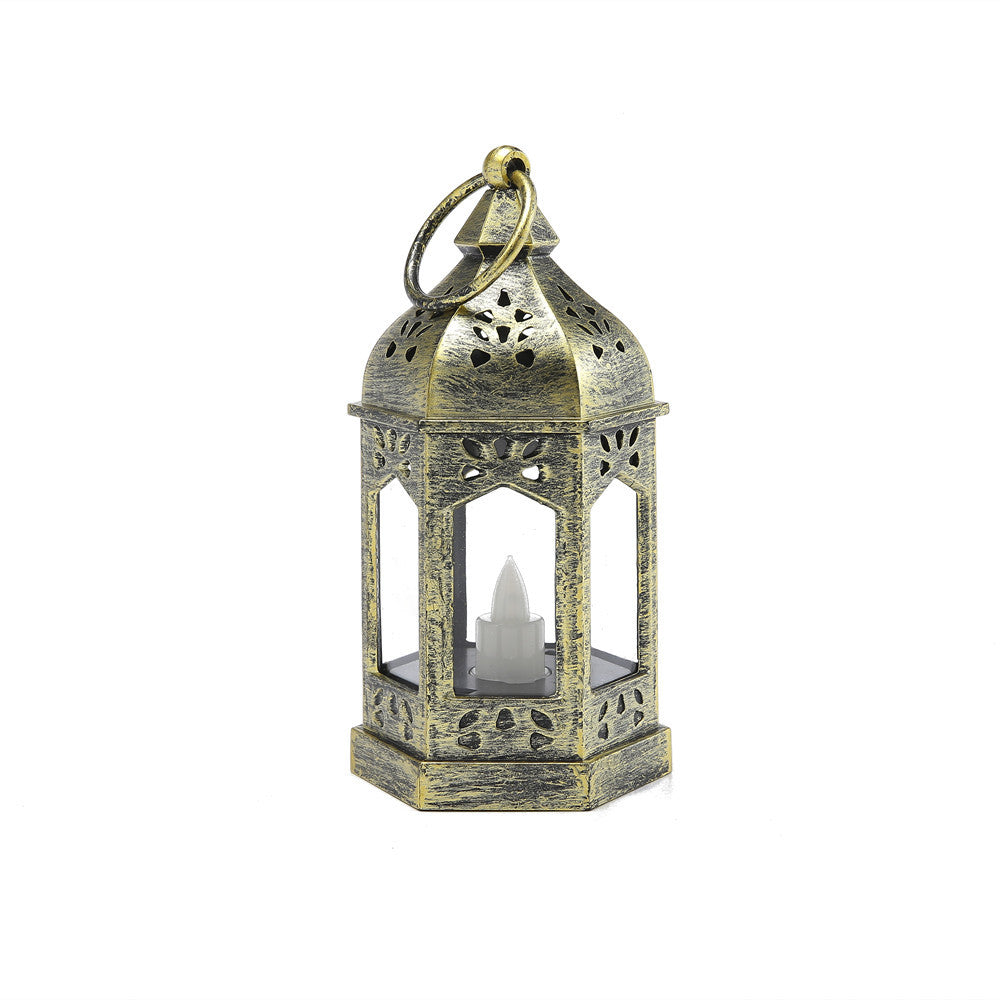 Moroccan Style Hexagonal Metal LED Lantern Acalora