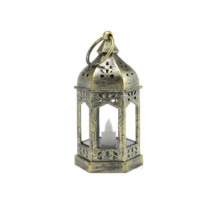 Moroccan Style Hexagonal Metal LED Lantern Acalora
