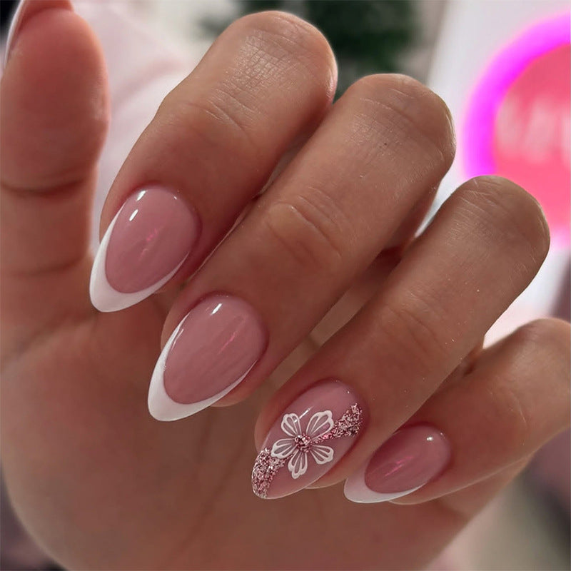Elegant Floral Designed Press-On Nail Set Acalora
