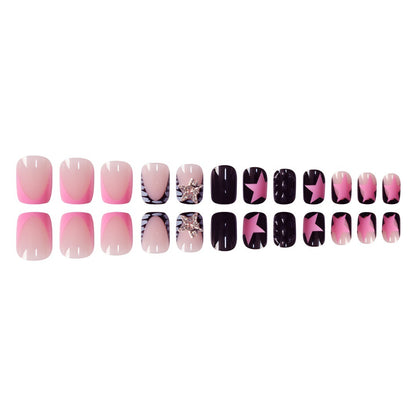 Artistic Press-On Nail Set with Star and Glitter Accents Acalora