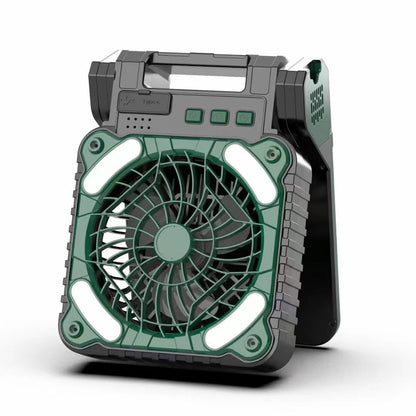 Cool Portable Rechargeable Robust Jobsite Fan with LED Floodlight and USB Type-C Charging Brehn
