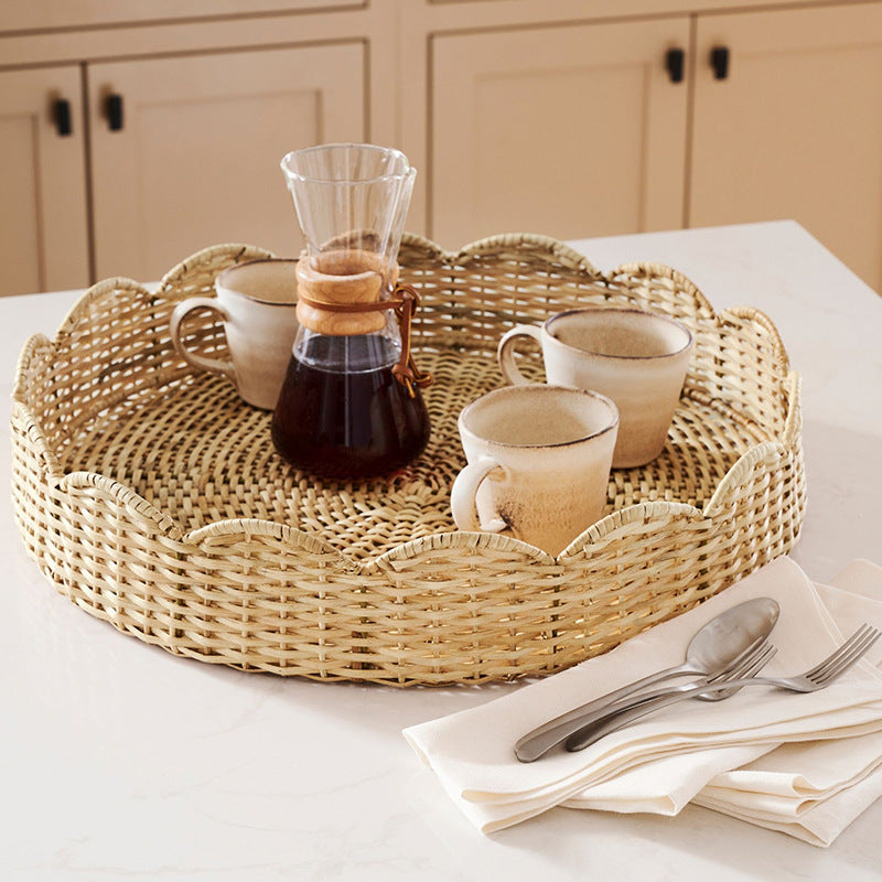 Scalloped Woven Storage Tray Acalora