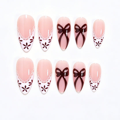 Elegant Floral Accent Press-On Nail Art Acalora