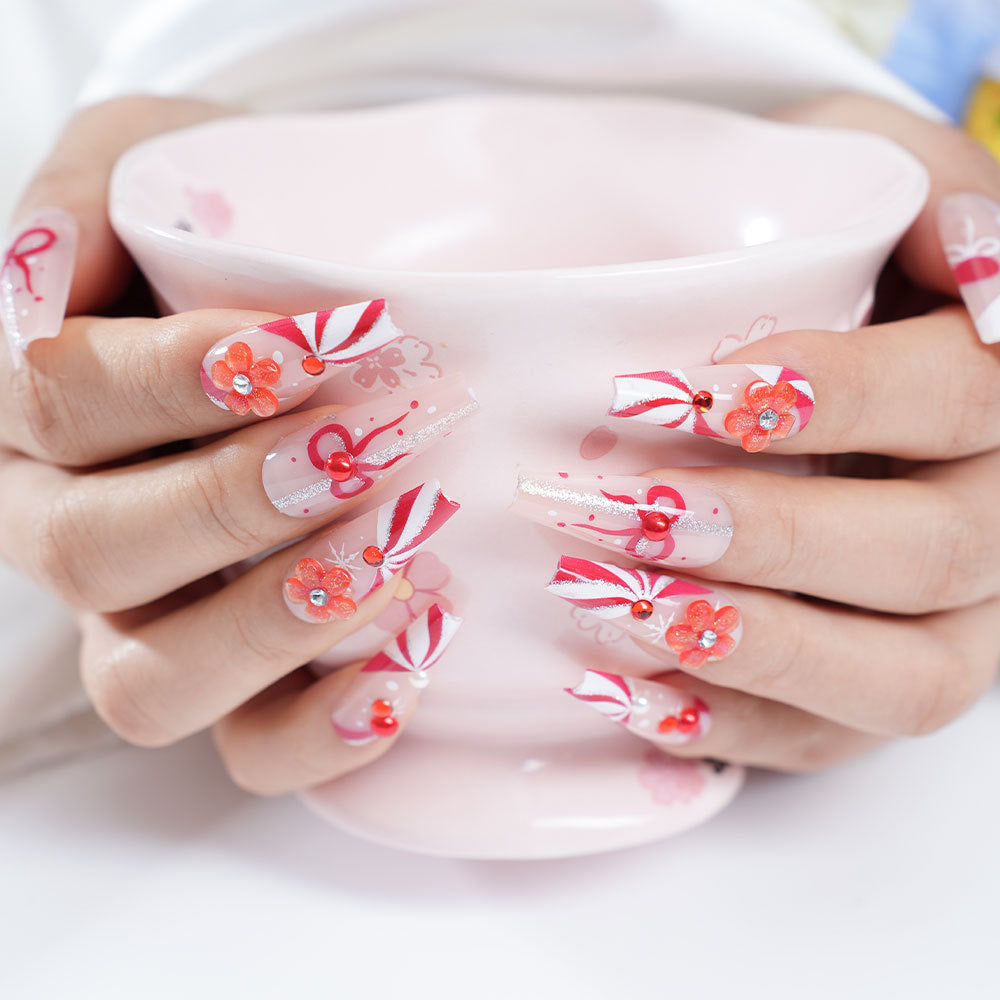 Decorative Floral Nail Tips Acalora