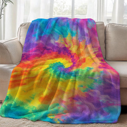 Vibrant Tie-Dye Fleece Throw Blanket