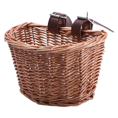 Unisex bicycle basket made of woven material with leather straps Bowlift