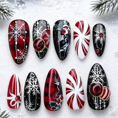 Artificial nails in festive Christmas design Acalora