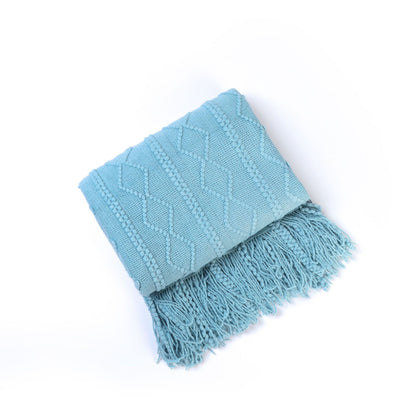 Unisex Cozy Decorative Fringe Throw Blanket