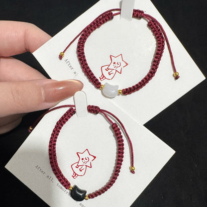 Adjustable Cat-Themed Friendship Bracelet Acalora