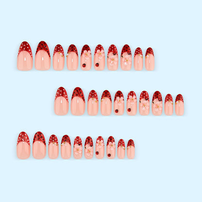 Creative tip design artificial nails with floral accents Acalora