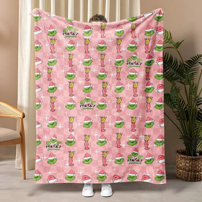 Fun Grinch-Themed Fleece Throw Blanket