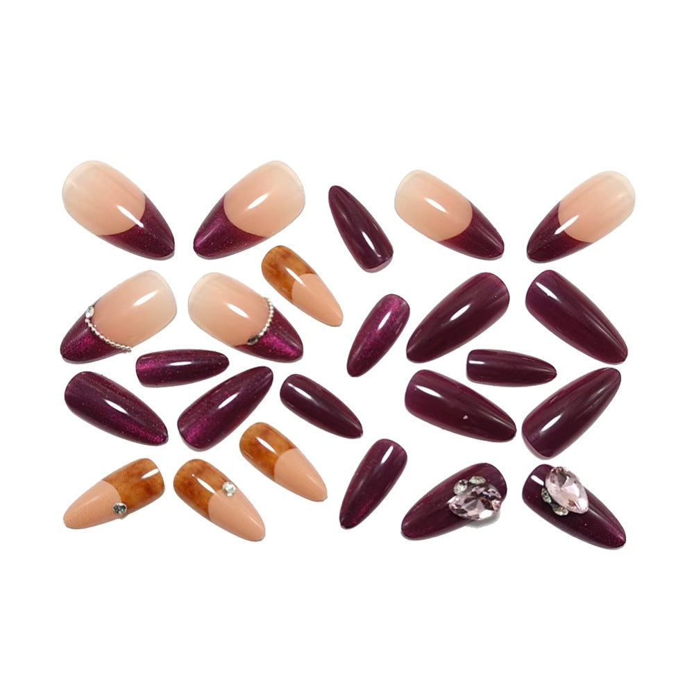 Artificial nails in elegant French design with glitter accents Acalora