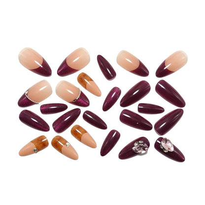 Artificial nails in elegant French design with glitter accents Acalora