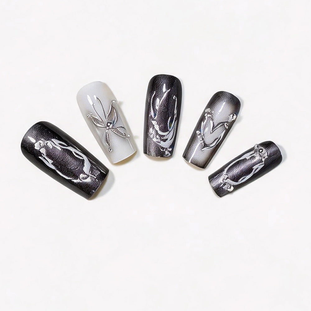 Artistic Long Press-On Nail Design Acalora