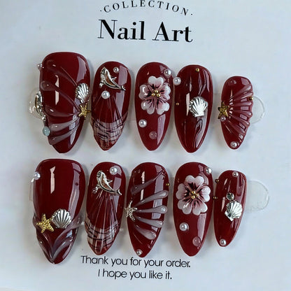 Nail art set with floral rhinestone decorations Acalora