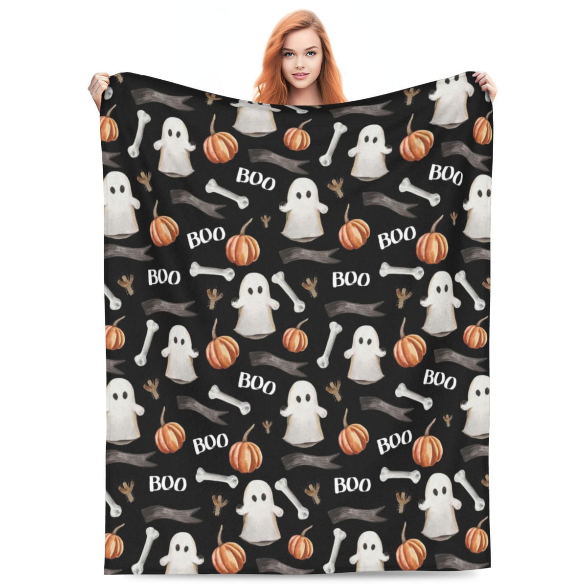 Halloween-Themed Cozy Fleece Blanket