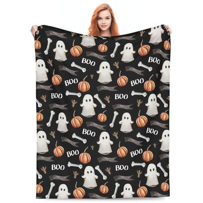 Halloween-Themed Cozy Fleece Blanket