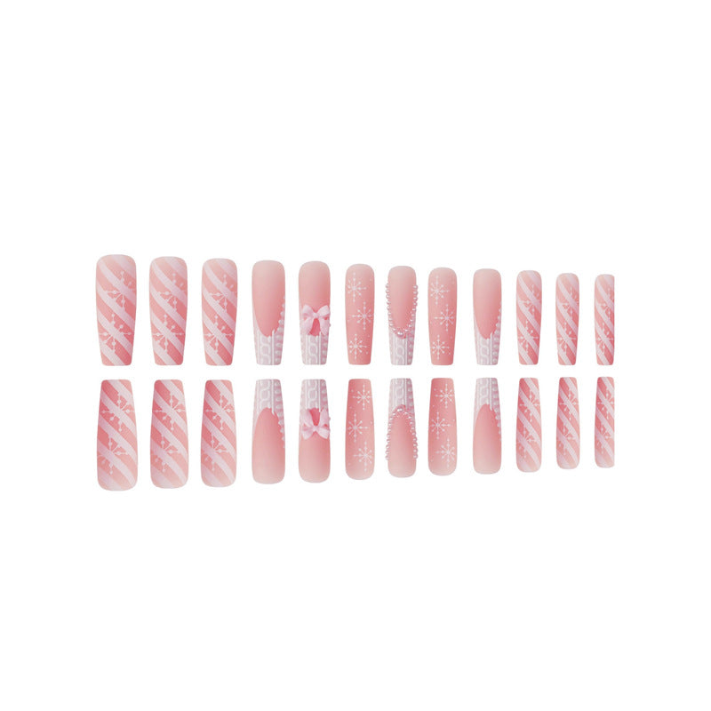 Decorative Press-On Nail Art with Pearl and Bow Accents Acalora