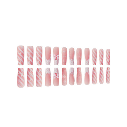 Decorative Press-On Nail Art with Pearl and Bow Accents Acalora