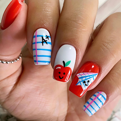 Creative School-Themed Nail Art Acalora