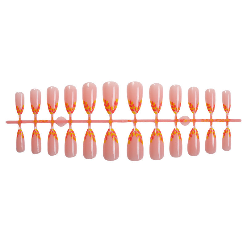 Floral Press-On Nail Set with Elegant Design Elements Acalora