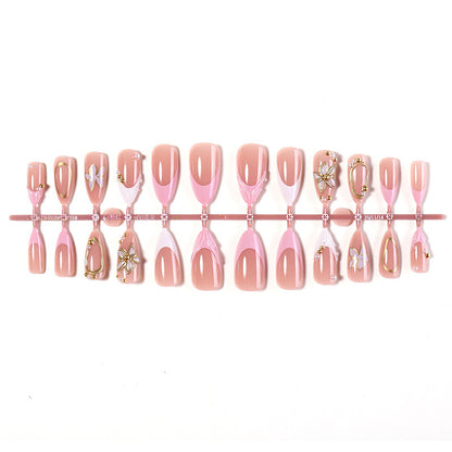 Decorative Press-On Nail Set with Floral Designs Acalora