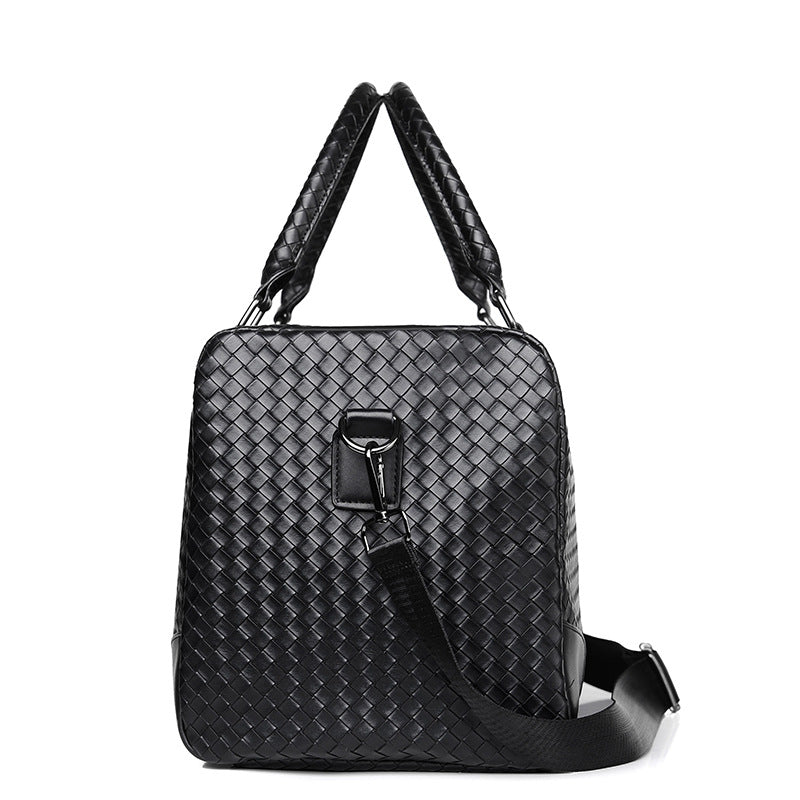 Premium Woven Leather Weekender Bag Acalora