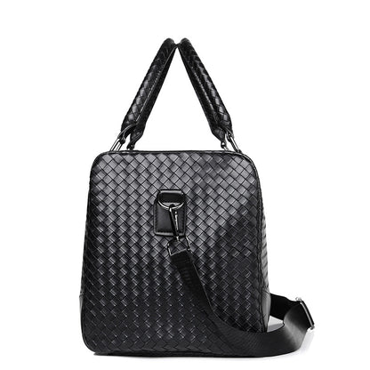 Premium Woven Leather Weekender Bag Acalora