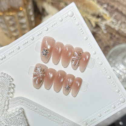 Elegant Press-On Nail Set with Decorative Star Accents Acalora