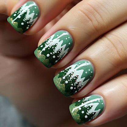 Festive Winter Forest Nail Art Acalora