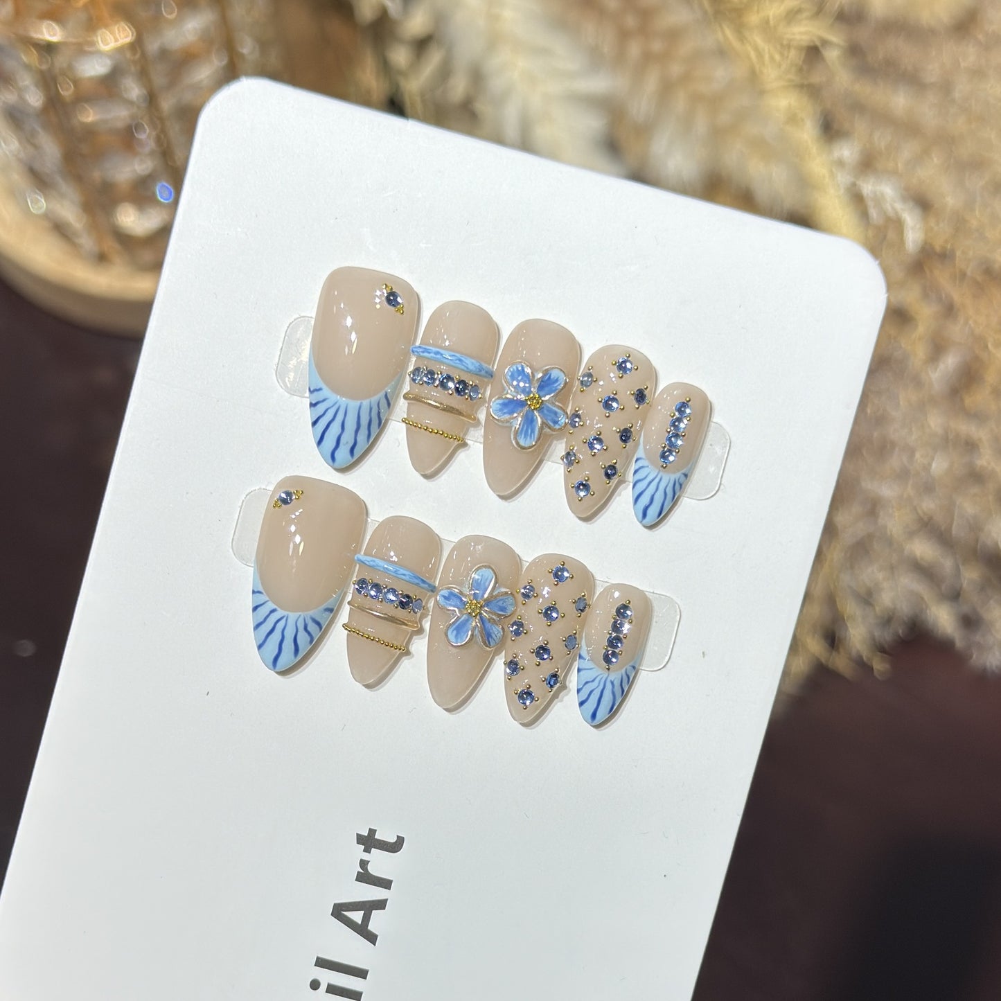 Decorative Nail Art Set with Floral and Gemstone Accents Acalora