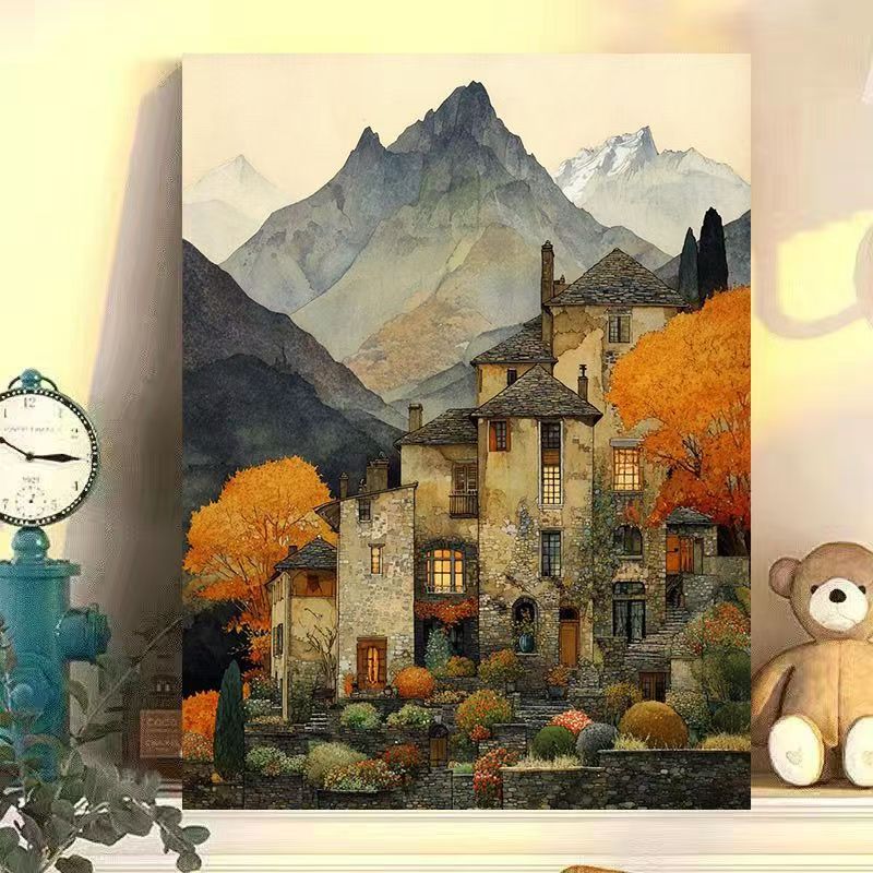 Vintage European Landscape Canvas Art Print