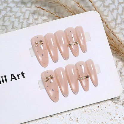 Acrylic nail set with elegant jewelry details Acalora