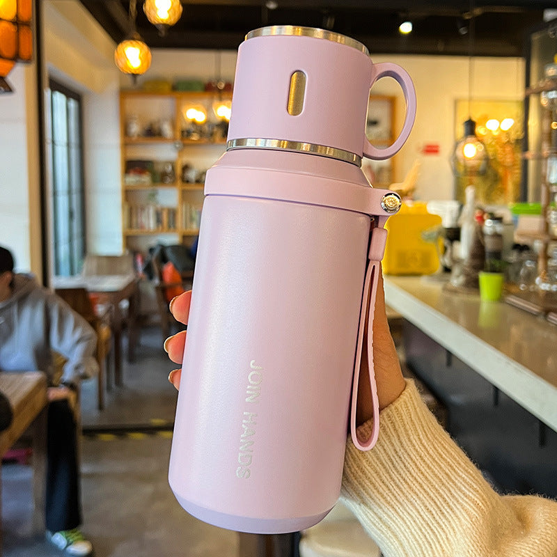 Women's insulated stainless steel drinking bottle with foldable cup Kalsten