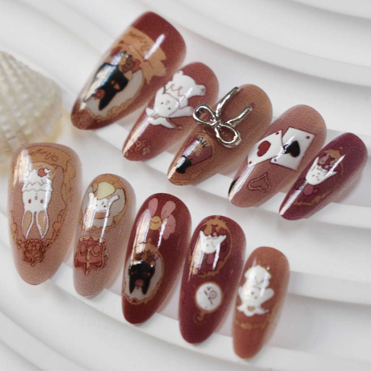 Whimsical Character-Themed Press-On Nail Art Acalora