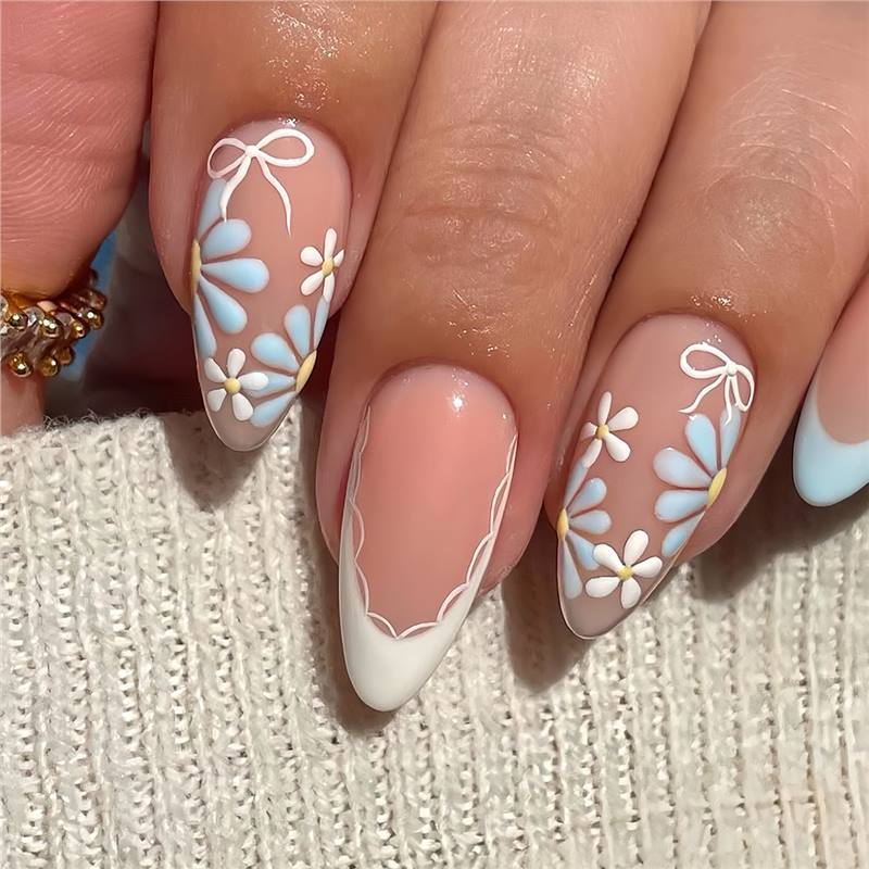 Artistic Floral Press-On Nail Design Acalora 1788434567