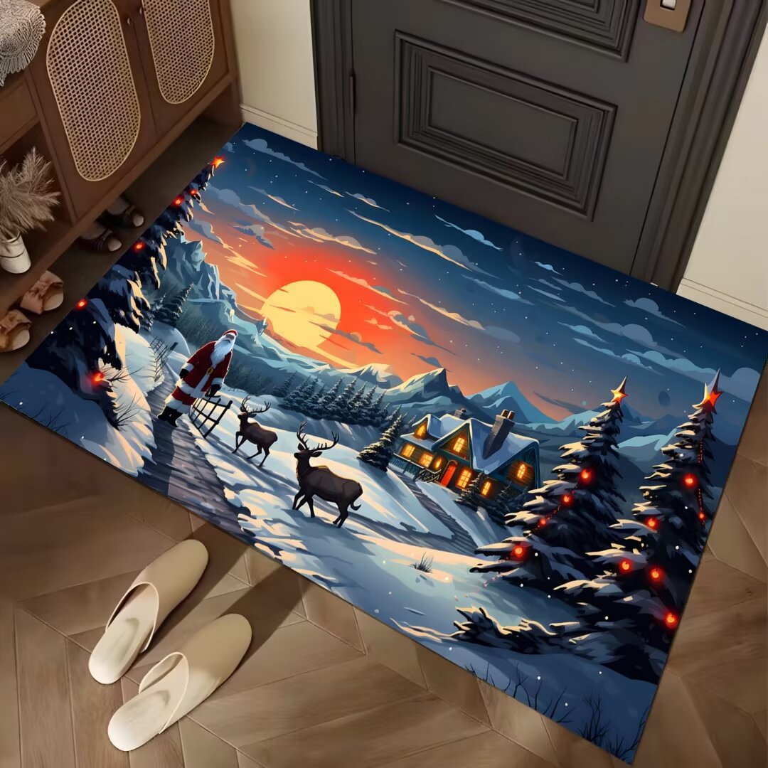 Festive Winter-Themed Entrance Mat