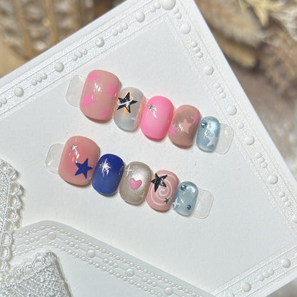Decorative Nail Art Set with Star and Heart Accents Acalora