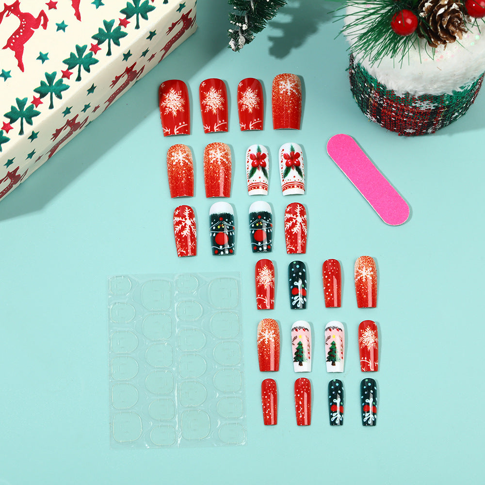 Festive artificial nails in Christmas design Acalora
