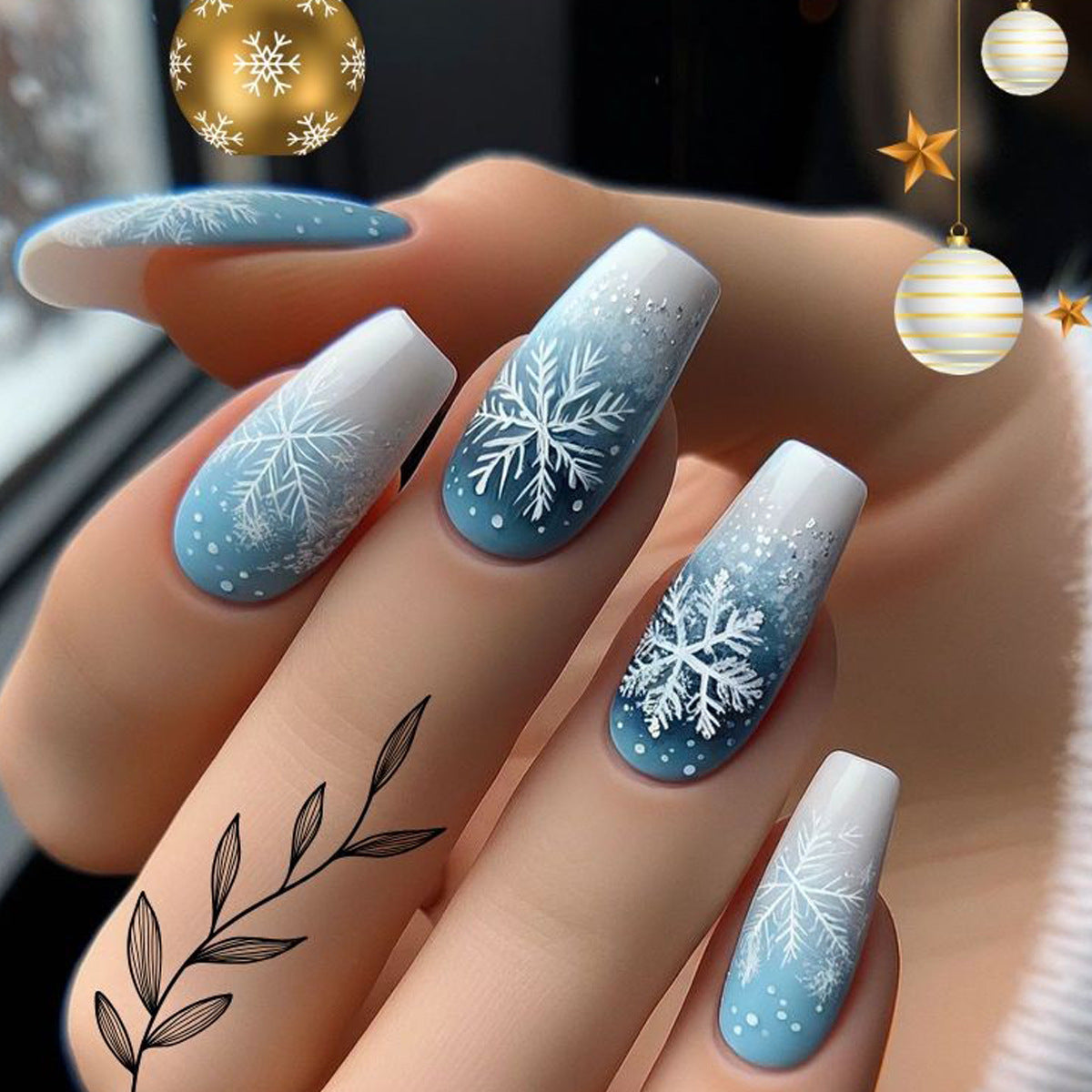 Winter Themed Ombre Nail Art Acalora