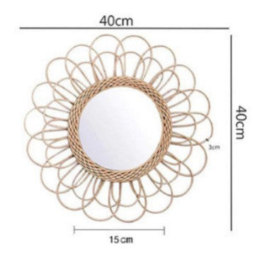 More Elegant Round Wall Mirror Made of Natural Rattan Acalora