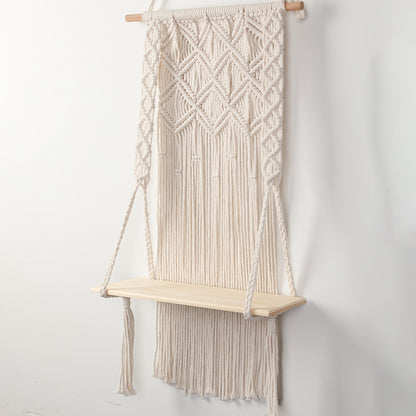 Macramé Wall Shelf with Integrated Plant Holder Acalora