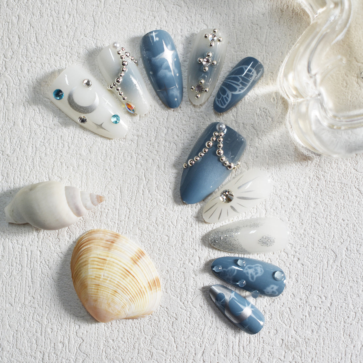Celestial Design Press-On Nails with Gem Accents Acalora