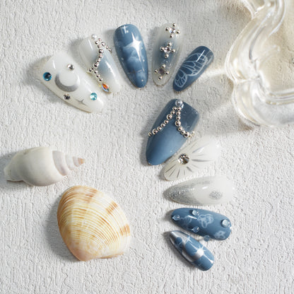 Celestial Design Press-On Nails with Gem Accents Acalora