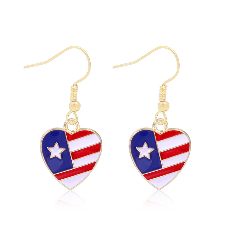 Women's lightweight star earrings with enamel flag design and fishhook Kalsten