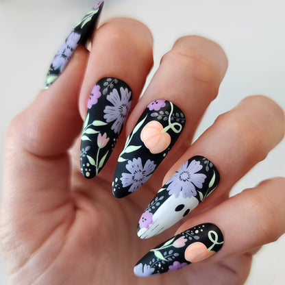 Artificial Nail Set with Creative Halloween Designs Acalora