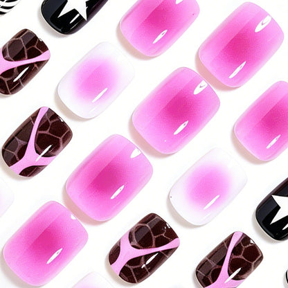 Artistic Press-On Nail Set with Unique Patterns Acalora