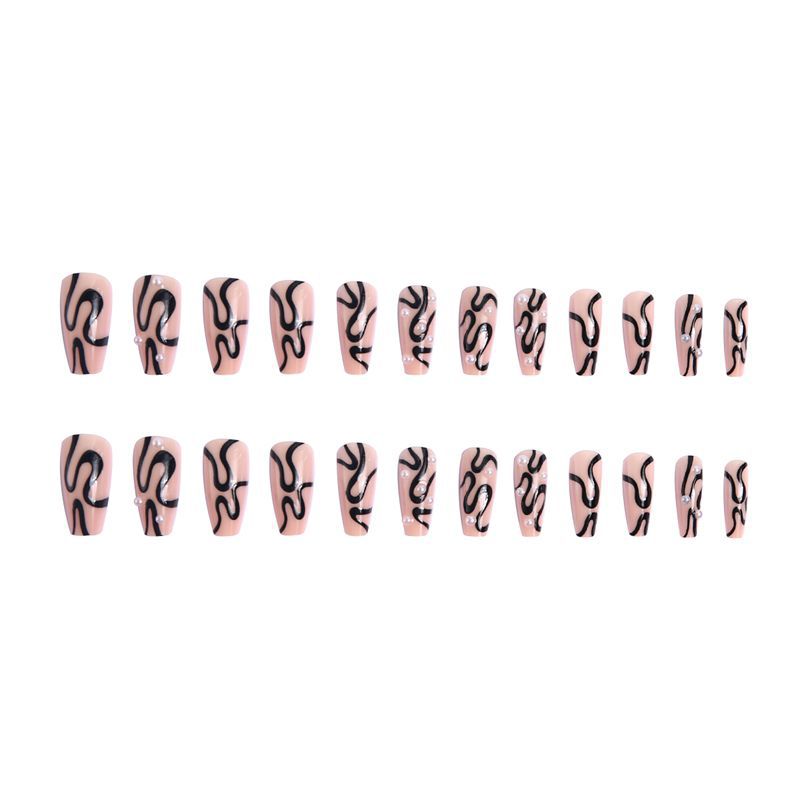 Artificial nail set with unique wave designs and glamorous accents Acalora