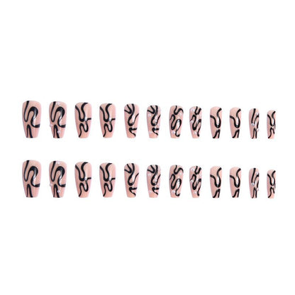 Artificial nail set with unique wave designs and glamorous accents Acalora